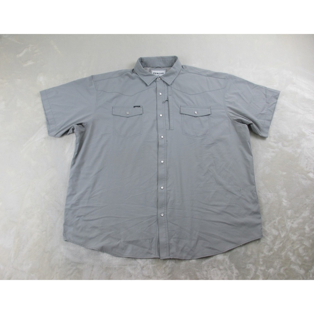 Poncho Shirt Mens 2XL XXL Gray Pearl Snap Western Cowboy Fishing*